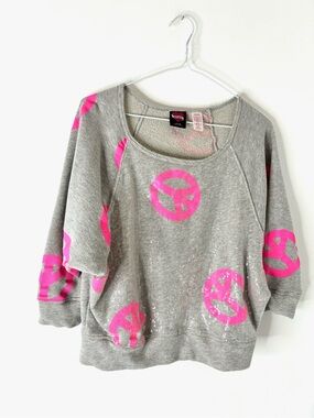 Y2K Hard Candy Sequin Peace Sign Sweatshirt Dolman Sleeve Pullover
